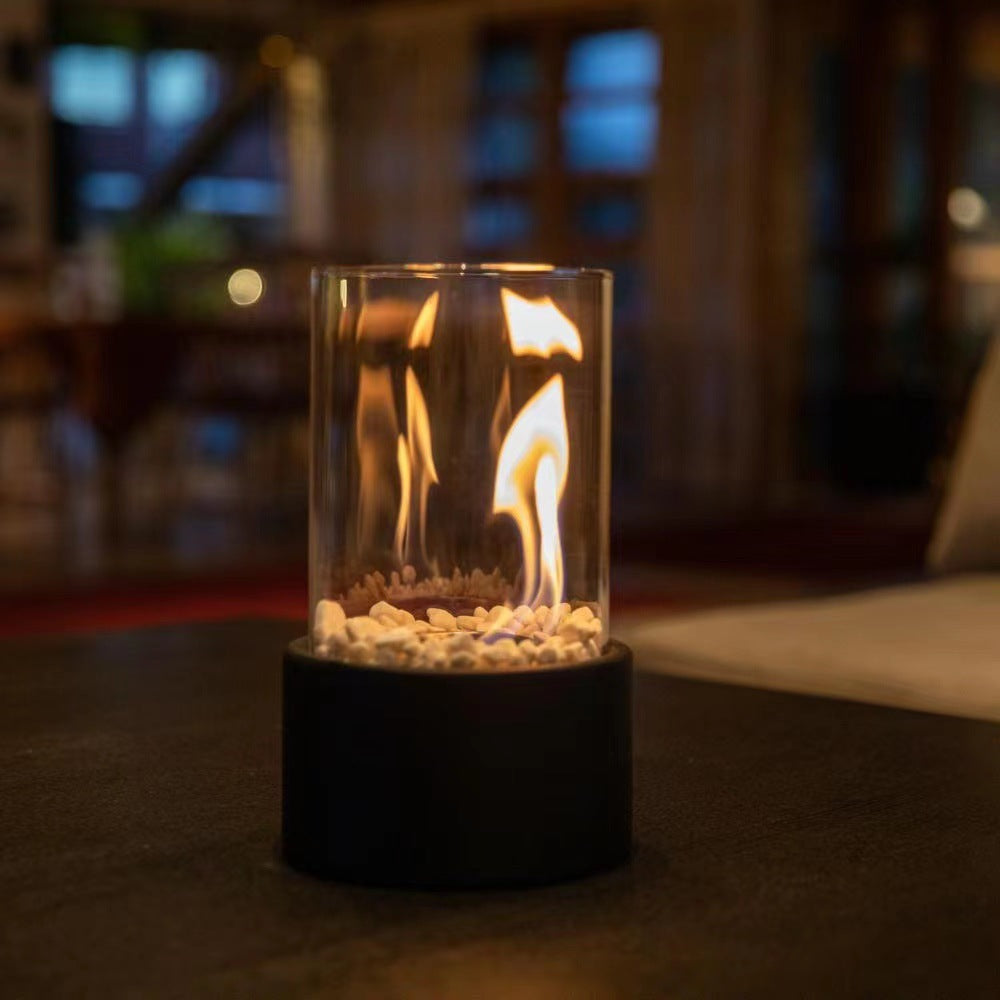 Portable Glass Decorative Alcohol Fireplace Table Lamp