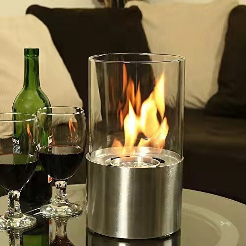 Tabletop Fire Pit Concrete, Indoor & Outdoor Fire Bowl ,Mini Fireplace Chiminea for Meditation & Portable Isopropyl Rubbing Alcohol Fire Feature