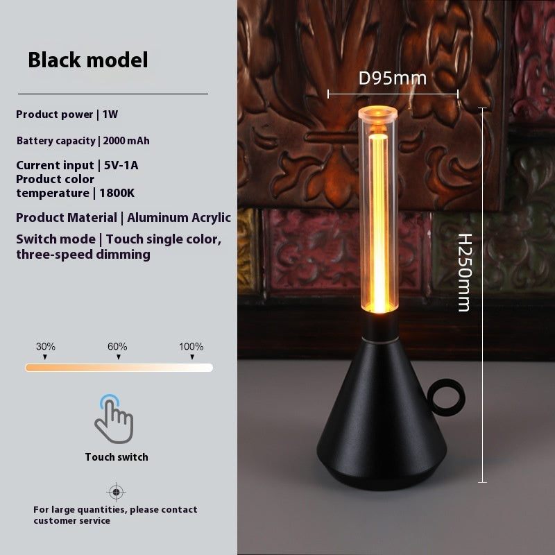 Retro Portable Kerosene Lamp Charging Lamp Bar Cafe Dining-table Decoration Atmosphere Small Night Lamp