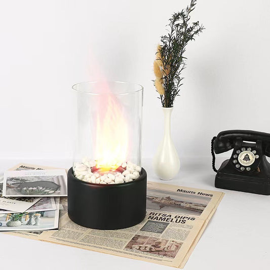 Portable Glass Decorative Alcohol Fireplace Table Lamp