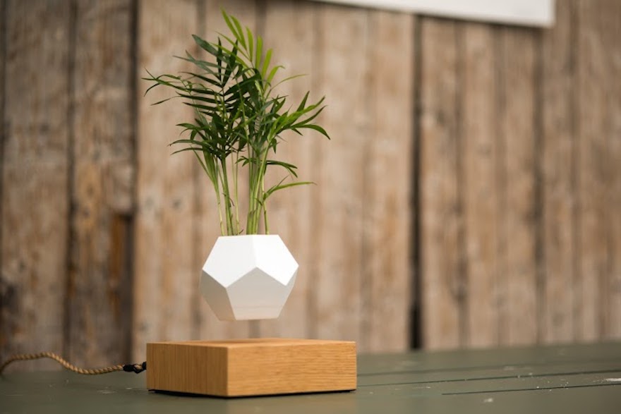 Magnetic Levitation Polygonal Wood Grain Potted Plant